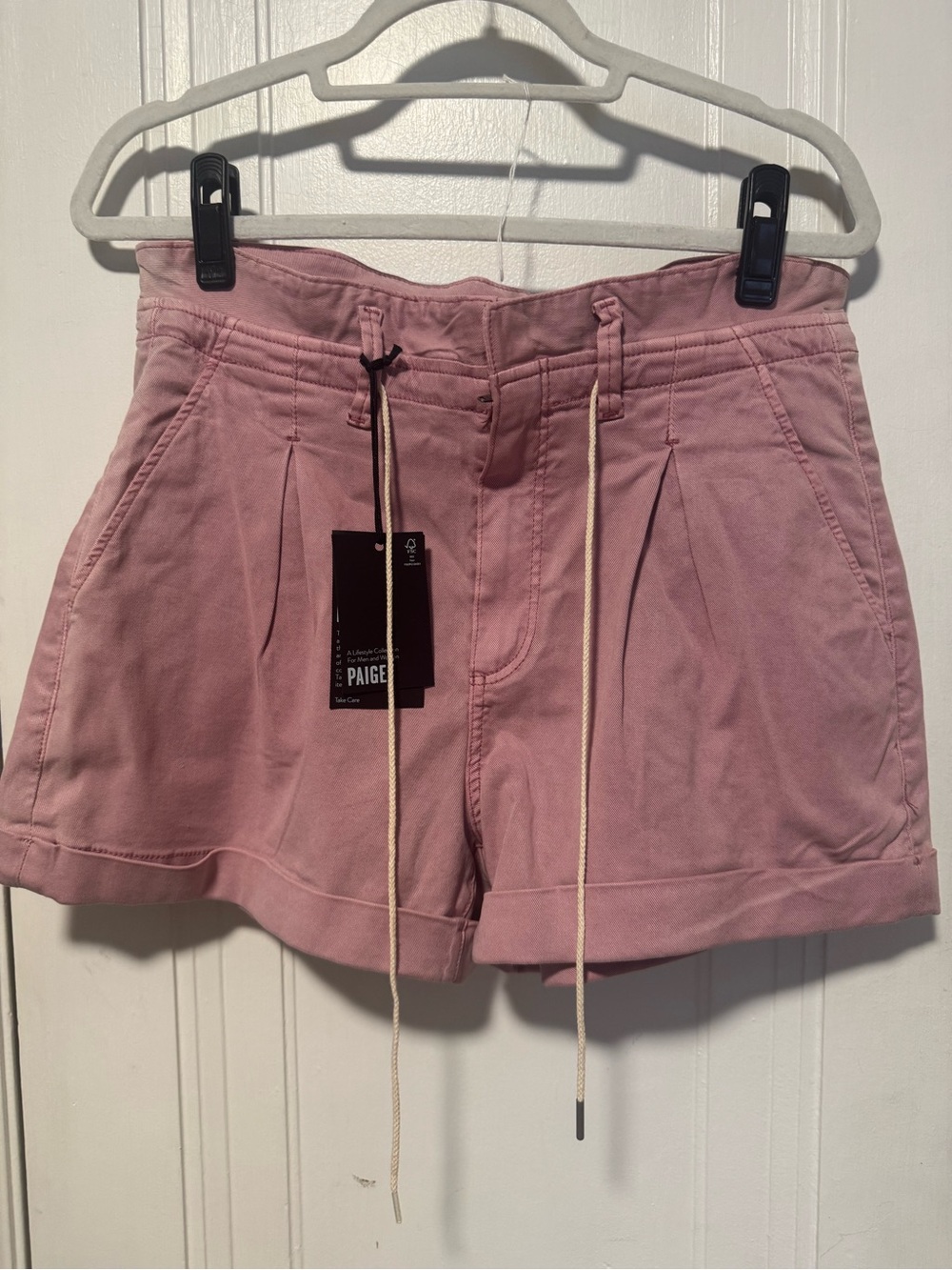 PAIGE Denim  Pink Cotton Drawstring Women's Shorts